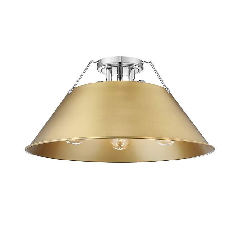Image 2 Orwell 18 3/4" Wide 3-Light Flush Mount in Chrome with Champagne Bronz more views