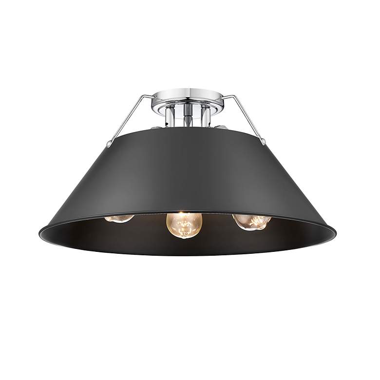 Image 2 Orwell 18 3/4" Wide 3-Light Flush Mount in Chrome with Matte Black more views