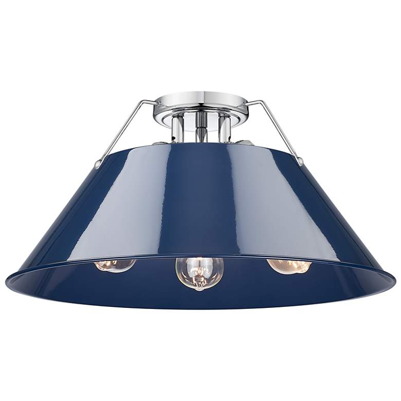 Image 1 Orwell 18 3/4" Wide 3-Light Flush Mount in Chrome with Matte Navy