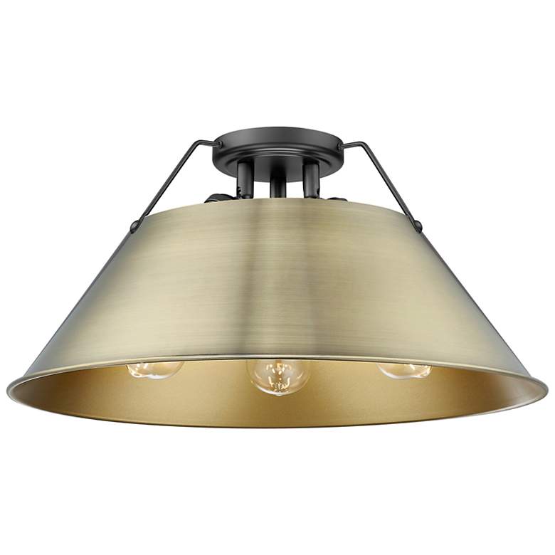 Image 1 Orwell 18 3/4" Wide 3-Light Flush Mount in Matte Black with Aged Brass