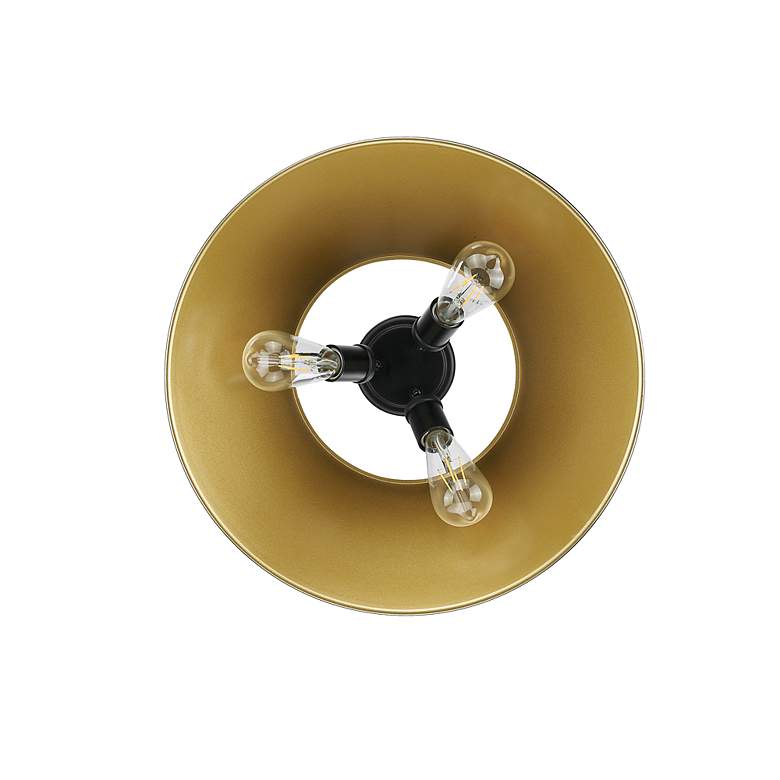 Image 3 Orwell 18 3/4" Wide 3-Light Flush Mount in Matte Black with Aged Brass more views