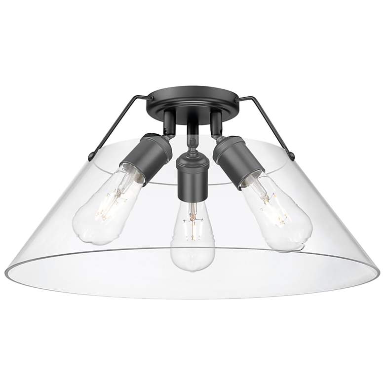 Image 1 Orwell 18 3/4" Wide 3-Light Flush Mount in Matte Black with Clear Glas