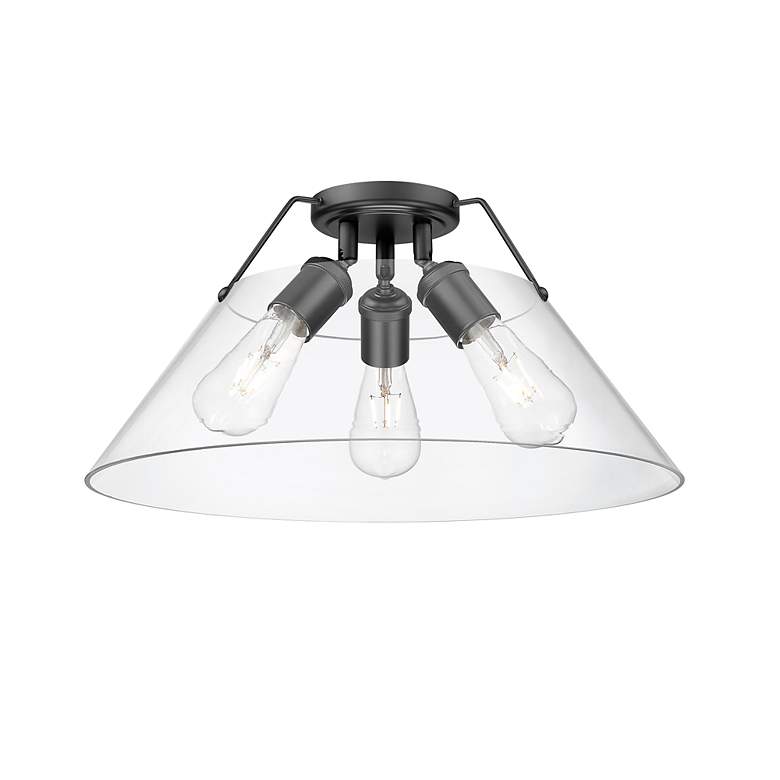 Image 2 Orwell 18 3/4" Wide 3-Light Flush Mount in Matte Black with Clear Glas more views
