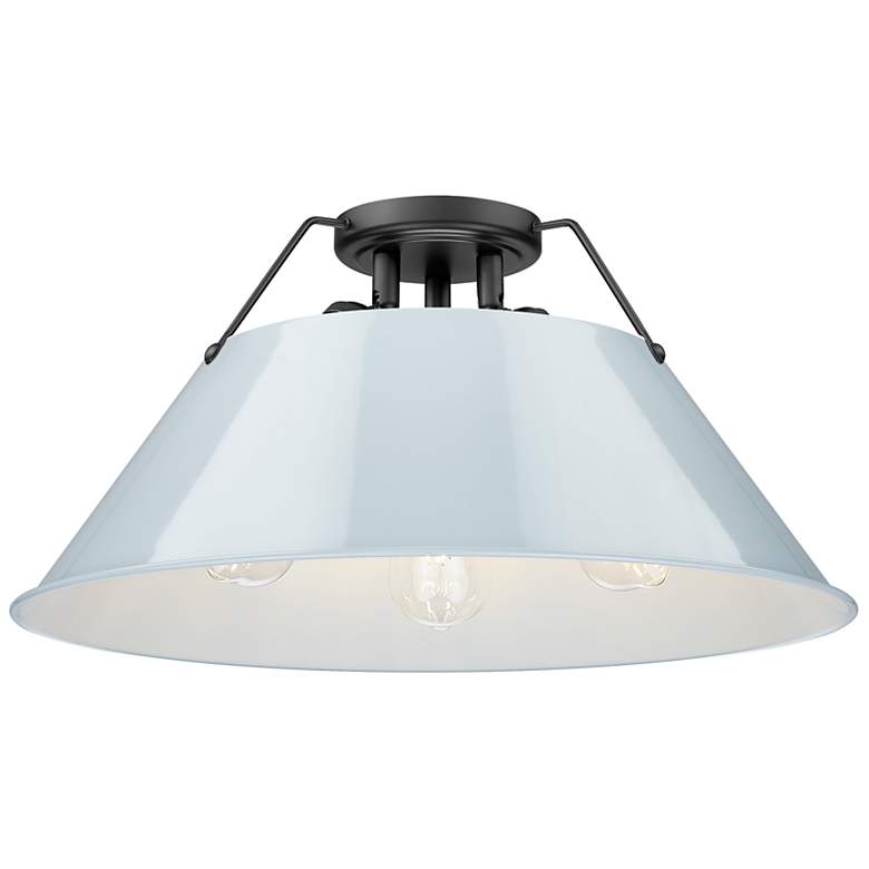 Image 1 Orwell 18 3/4" Wide 3-Light Flush Mount in Matte Black with Dusky Blue