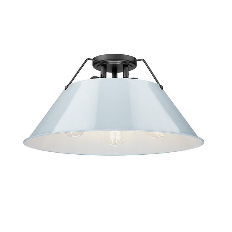 Image 2 Orwell 18 3/4" Wide 3-Light Flush Mount in Matte Black with Dusky Blue more views