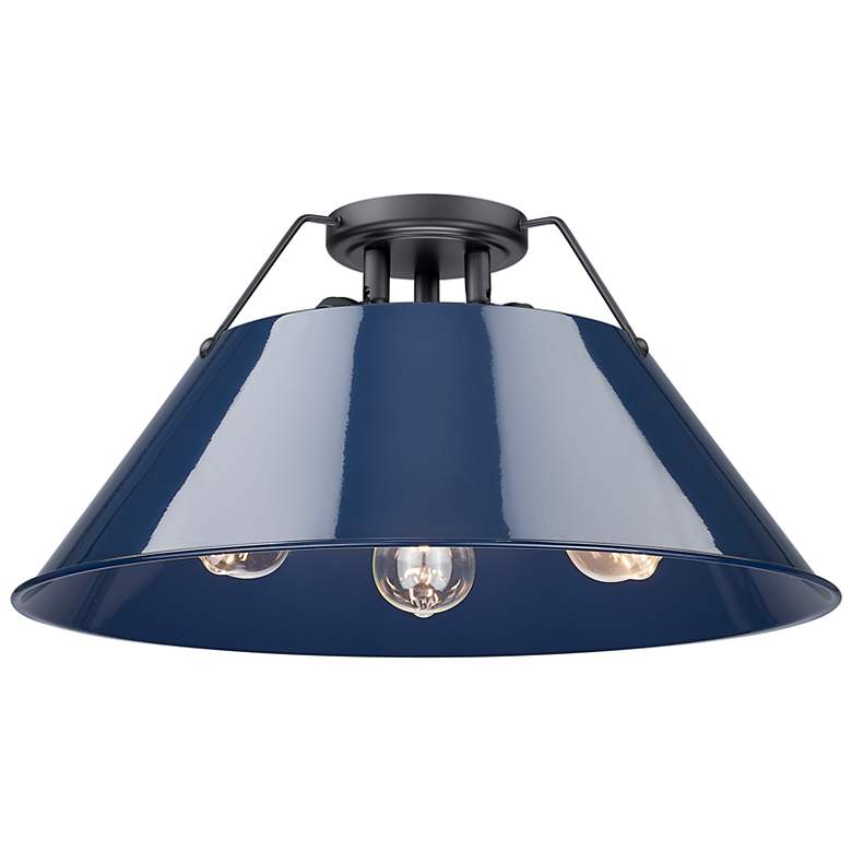 Image 1 Orwell 18 3/4" Wide 3-Light Flush Mount in Matte Black with Matte Navy