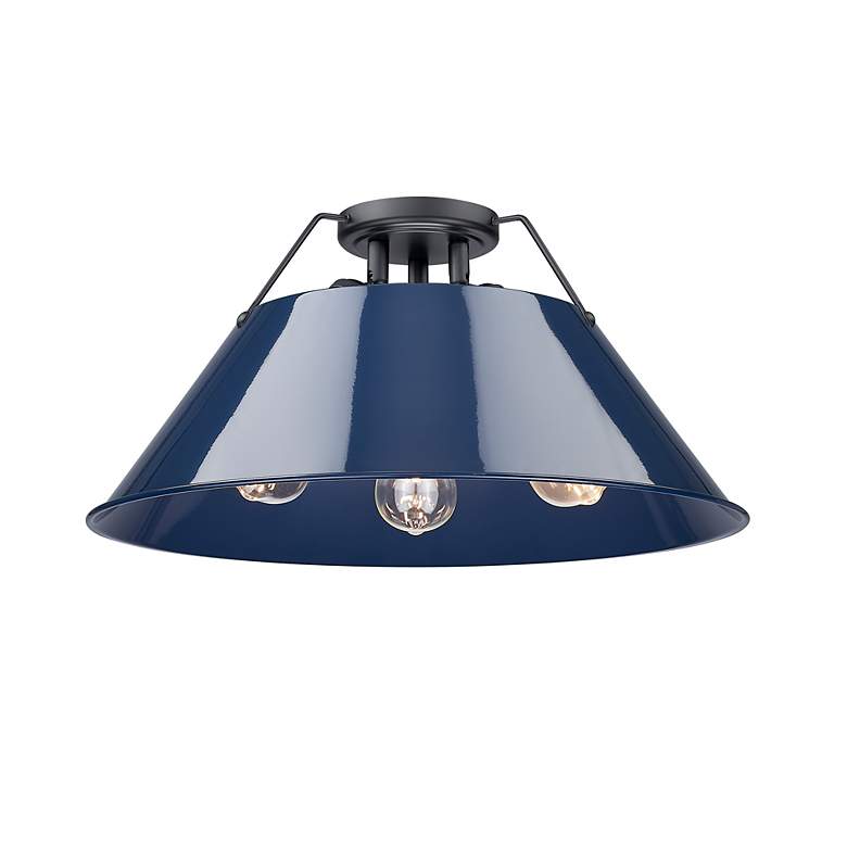Image 2 Orwell 18 3/4" Wide 3-Light Flush Mount in Matte Black with Matte Navy more views