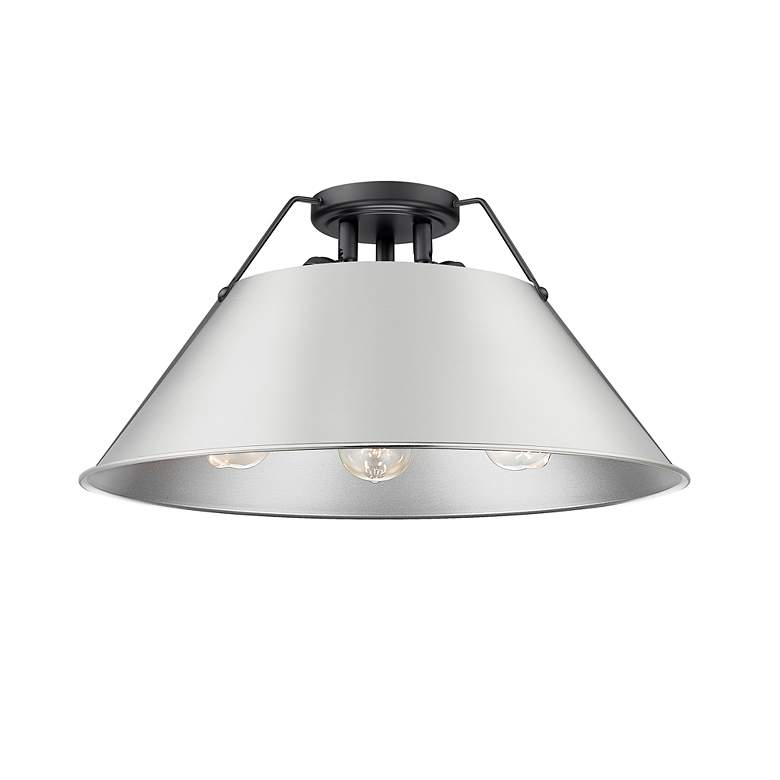 Image 2 Orwell 18 3/4" Wide 3-Light Flush Mount in Matte Black with Pewter more views