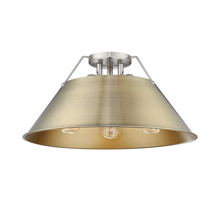 Image 2 Orwell 18 3/4" Wide 3-Light Flush Mount in Pewter with Aged Brass more views