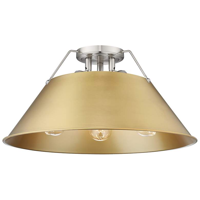 Image 1 Orwell 18 3/4" Wide 3-Light Flush Mount in Pewter with Champagne Bronz