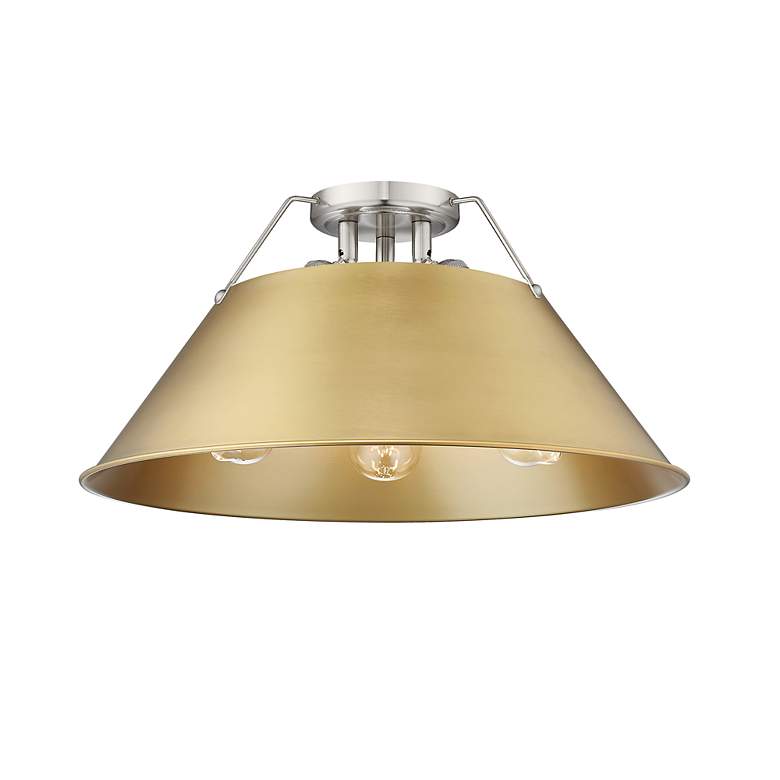 Image 2 Orwell 18 3/4" Wide 3-Light Flush Mount in Pewter with Champagne Bronz more views