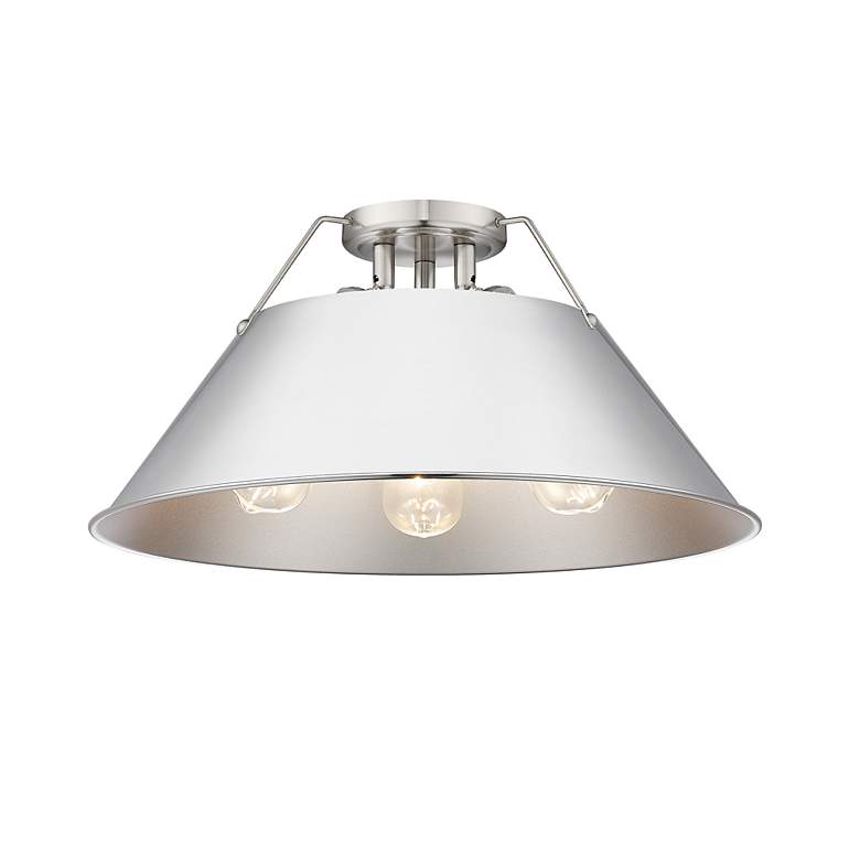 Image 2 Orwell 18 3/4" Wide 3-Light Flush Mount in Pewter with Chrome more views