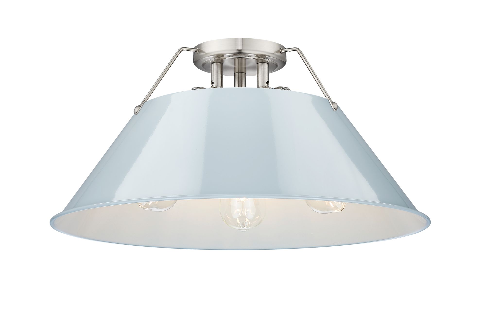 Image 2 Orwell 18 3/4" Wide 3-Light Flush Mount in Pewter with Dusky Blue more views
