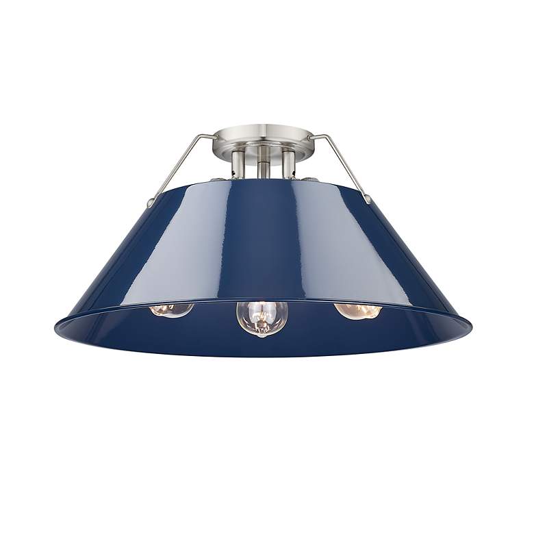 Image 2 Orwell 18 3/4" Wide 3-Light Flush Mount in Pewter with Matte Navy more views