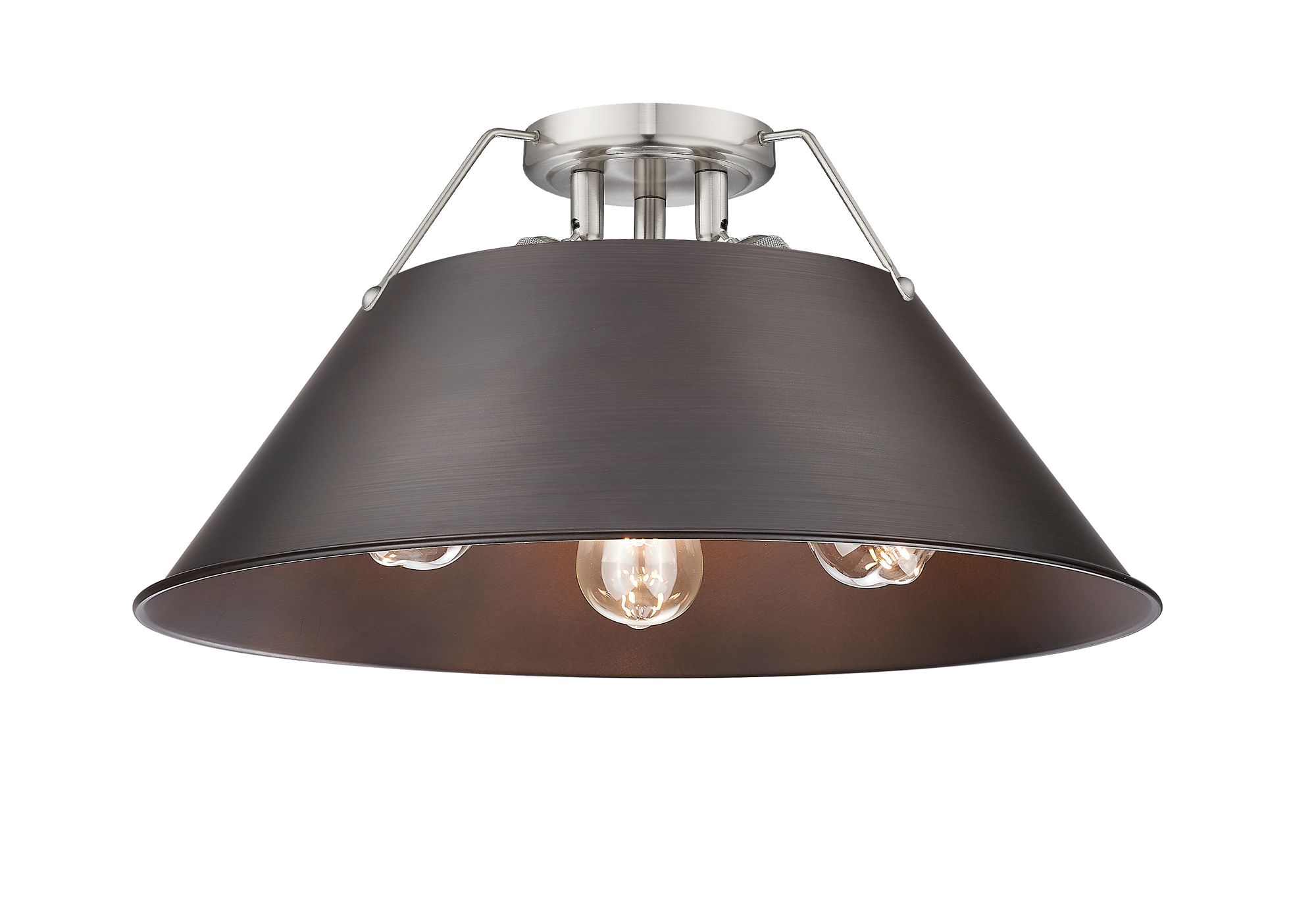 Image 2 Orwell 18 3/4" Wide 3-Light Flush Mount in Pewter with Rubbed Bronze more views