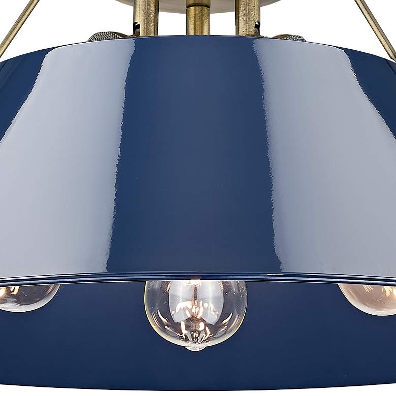 Image 2 Orwell 18 3/4"W Aged Brass with Navy 3-Light Ceiling Light more views