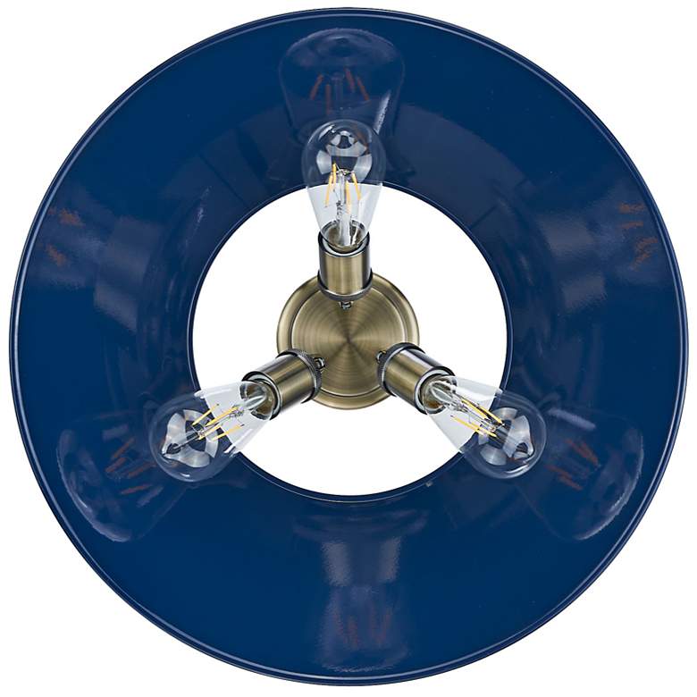 Image 4 Orwell 18 3/4"W Aged Brass with Navy 3-Light Ceiling Light more views