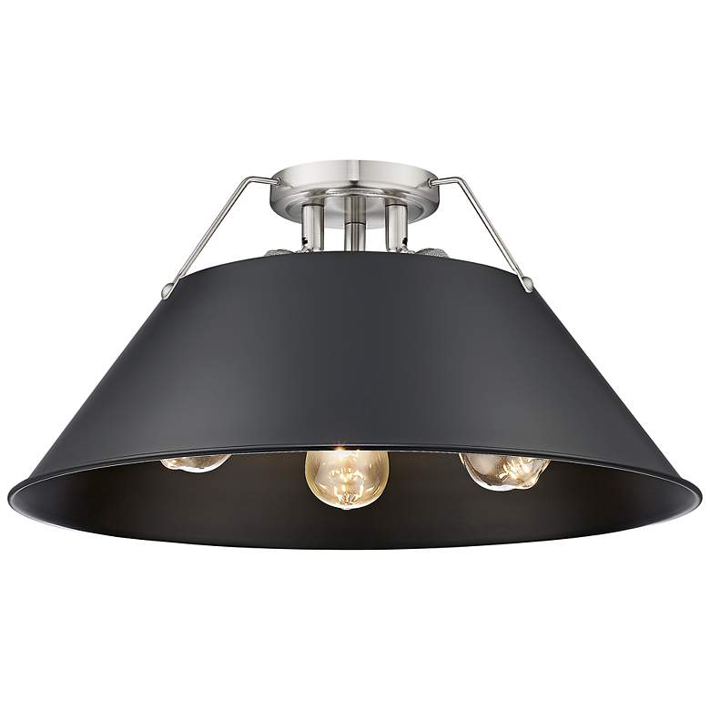 Image 1 Orwell 18 3/4"W Pewter Ceiling Light with Matte Black Shade