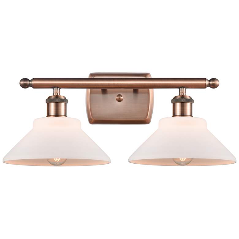 Image 1 Orwell 18" 2-Light Antique Copper Bath Light w/ Matte White Shade
