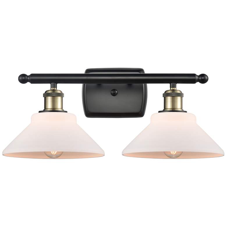 Image 1 Orwell 18" 2-Light Black Antique Brass Bath Light w/ Matte White Shade