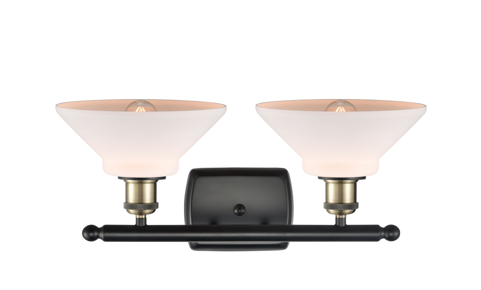 Image 2 Orwell 18" 2-Light Black Antique Brass Bath Light w/ Matte White Shade more views