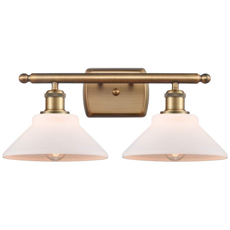 Image 1 Orwell 18" 2-Light Brushed Brass Bath Light w/ Matte White Shade
