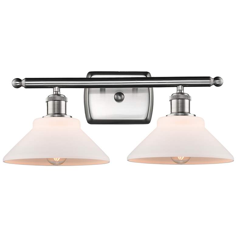 Image 1 Orwell 18" 2-Light Brushed Satin Nickel Bath Light w/ Matte White Shad