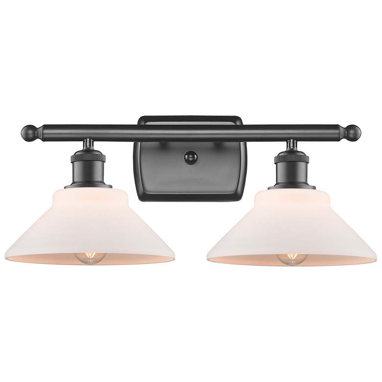 Image 1 Orwell 18" 2-Light Oil Rubbed Bronze Bath Light w/ Matte White Shade
