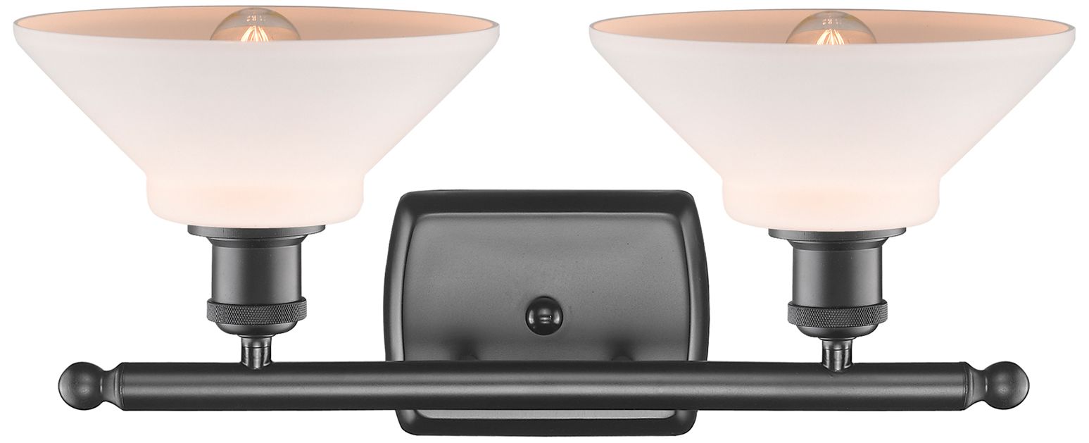 Image 2 Orwell 18" 2-Light Oil Rubbed Bronze Bath Light w/ Matte White Shade more views