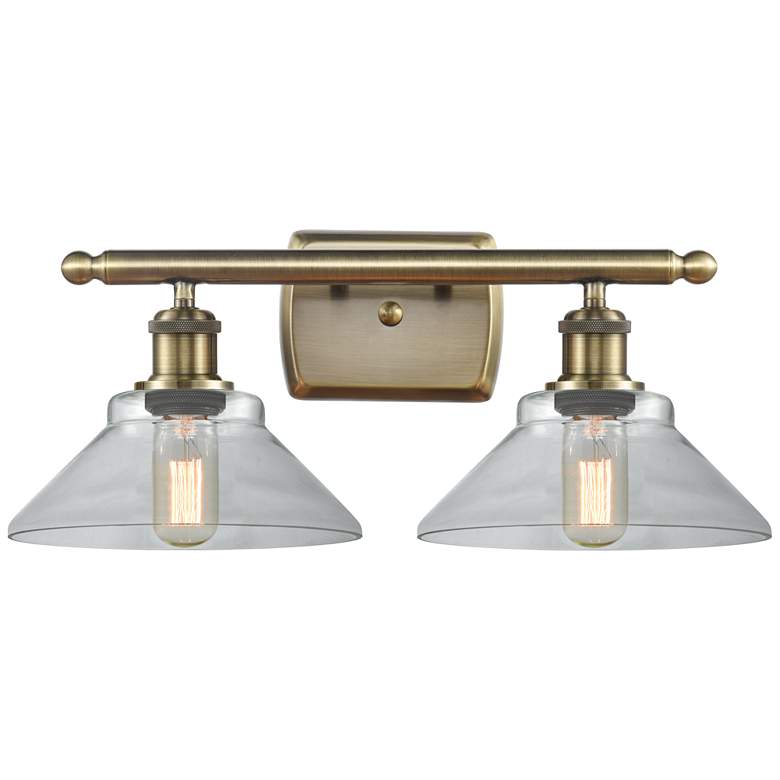 Image 1 Orwell 18" Wide 2 Light Antique Brass Bath Vanity Light w/ Clear Shade