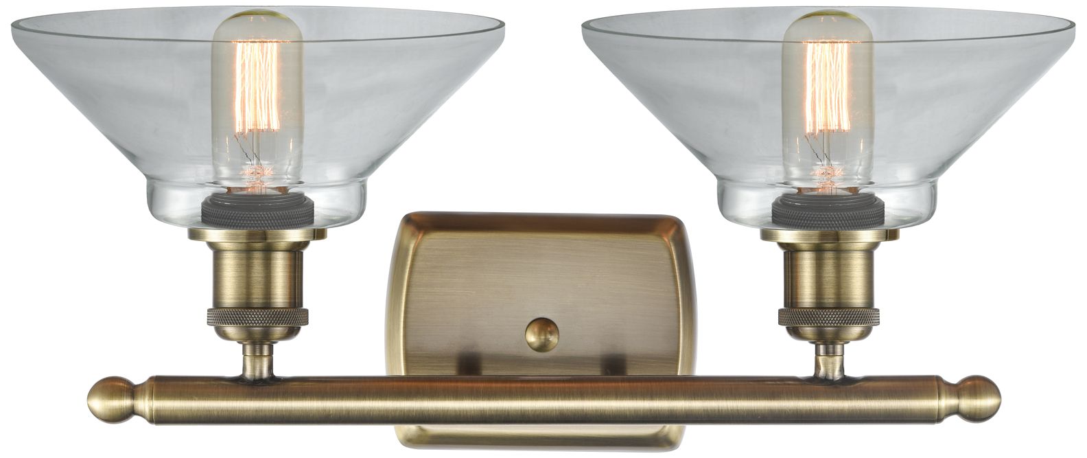 Image 4 Orwell 18" Wide 2 Light Antique Brass Bath Vanity Light w/ Clear Shade more views