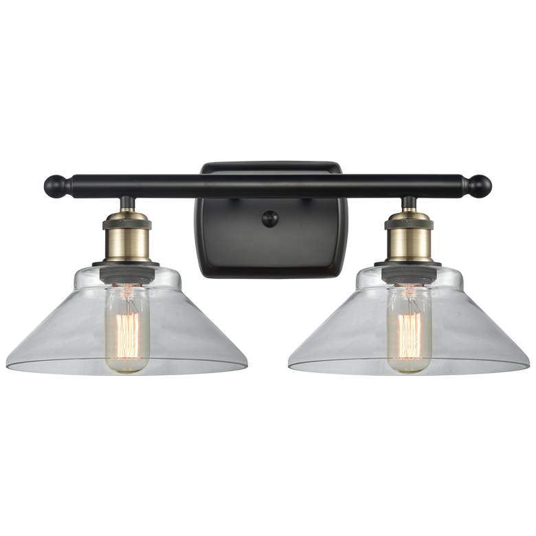 Image 1 Orwell 18" Wide 2 Light Black Brass Bath Vanity Light w/ Clear Shade