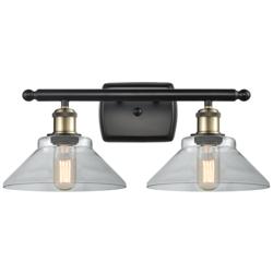 Orwell 18" Wide 2 Light Black Brass Bath Vanity Light w/ Clear Shade