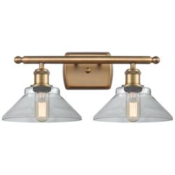 Orwell 18" Wide 2 Light Brushed Brass Bath Vanity Light w/ Clear Shade