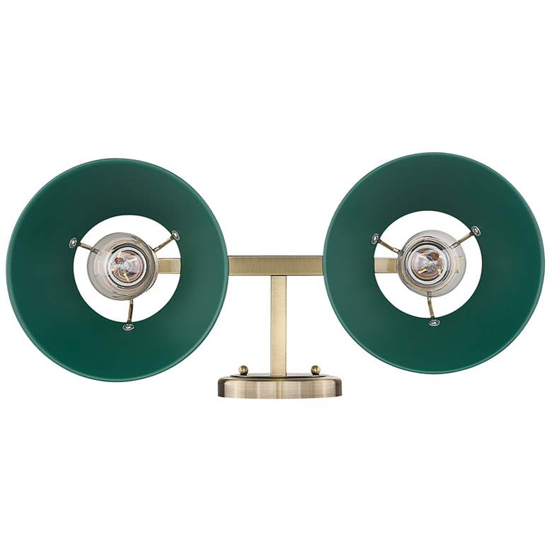 Image 2 Orwell 2-Light Vanity Light in Aged Brass with Pine Green more views