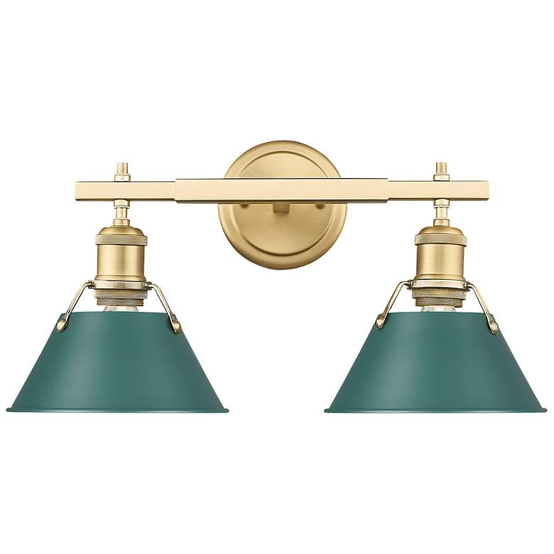 Image 1 Orwell 2-Light Vanity Light in Brushed Champagne Bronze with Pine Green