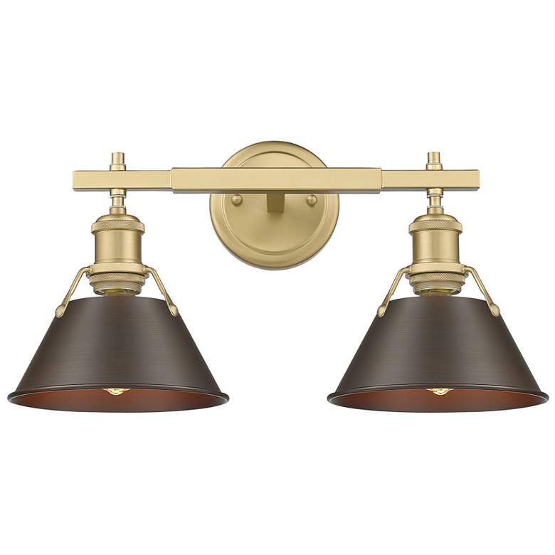 Image 1 Orwell 2-Light Vanity Light in Champagne Bronze with Rubbed Bronze