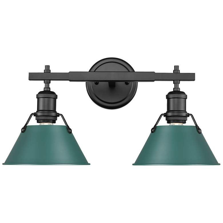 Image 1 Orwell 2-Light Vanity Light in Matte Black with Pine Green