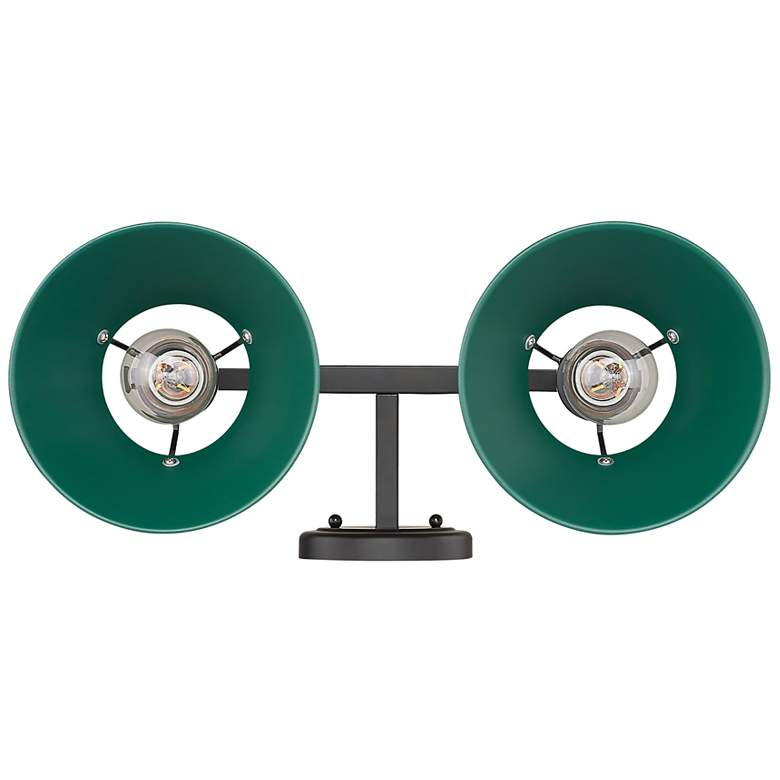 Image 2 Orwell 2-Light Vanity Light in Matte Black with Pine Green more views