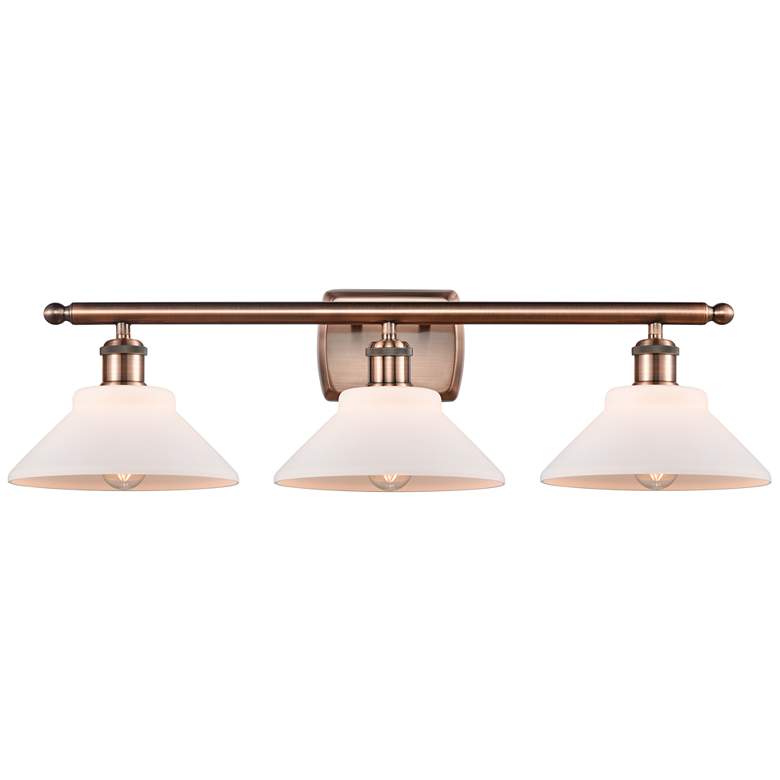 Image 1 Orwell 26" 3-Light Antique Copper Bath Light w/ Matte White Shade