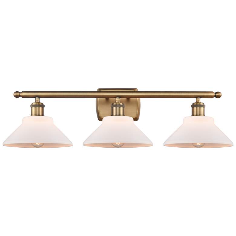 Image 1 Orwell 26" 3-Light Brushed Brass Bath Light w/ Matte White Shade