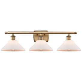 Orwell 26" 3-Light Brushed Brass Bath Light w/ Matte White Shade Orwell 26" 3-Light Brushed Brass Bath Light w/ Matte White Shade