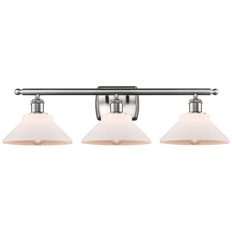 Image 1 Orwell 26" 3-Light Brushed Satin Nickel Bath Light w/ Matte White Shad