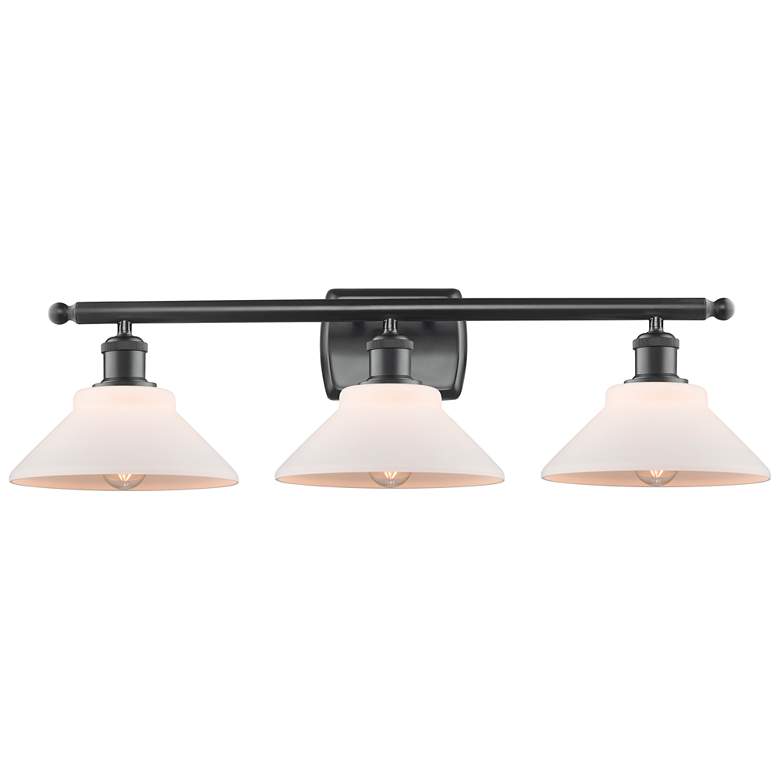 Image 1 Orwell 26" 3-Light Matte Black Bath Light w/ Matte White Shade