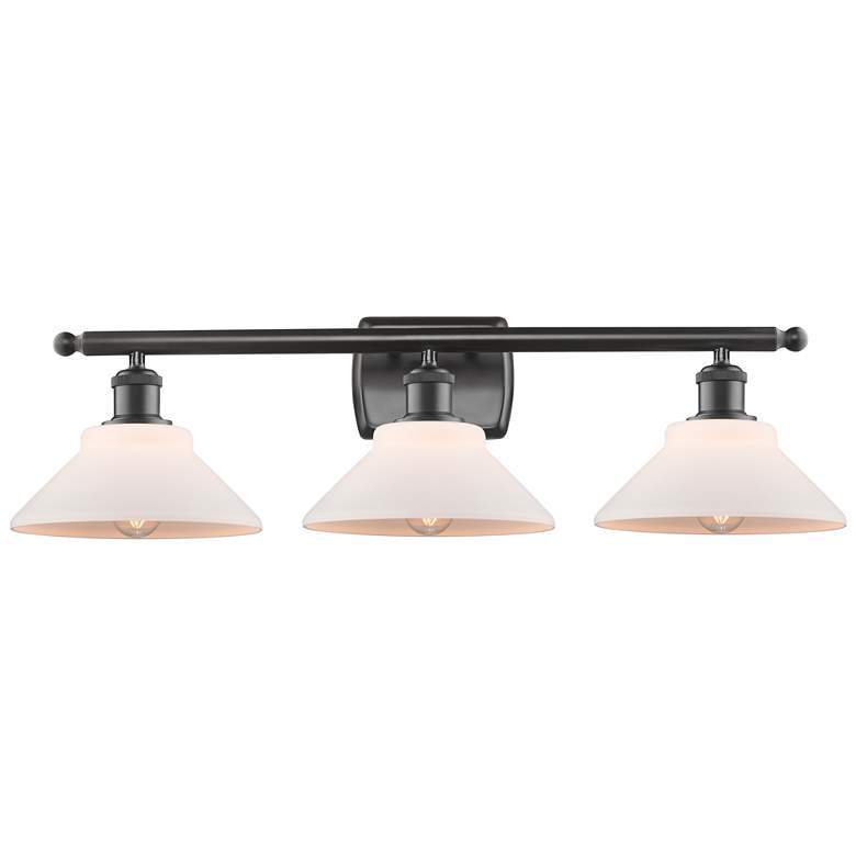 Image 1 Orwell 26" 3-Light Oil Rubbed Bronze Bath Light w/ Matte White Shade