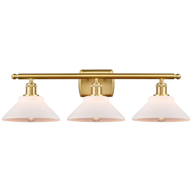 Image 1 Orwell 26" 3-Light Satin Gold Bath Light w/ Matte White Shade