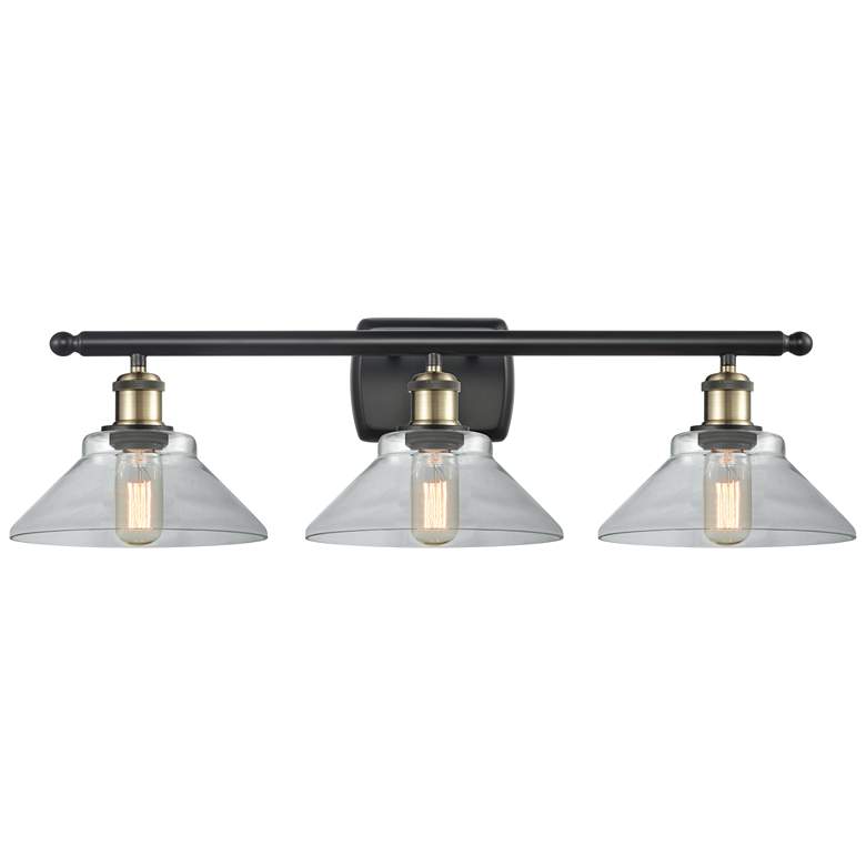 Image 1 Orwell 26" Wide 3 Light Black Brass Bath Vanity Light w/ Clear Shade