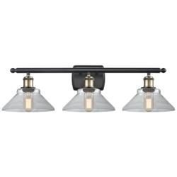 Orwell 26" Wide 3 Light Black Brass Bath Vanity Light w/ Clear Shade