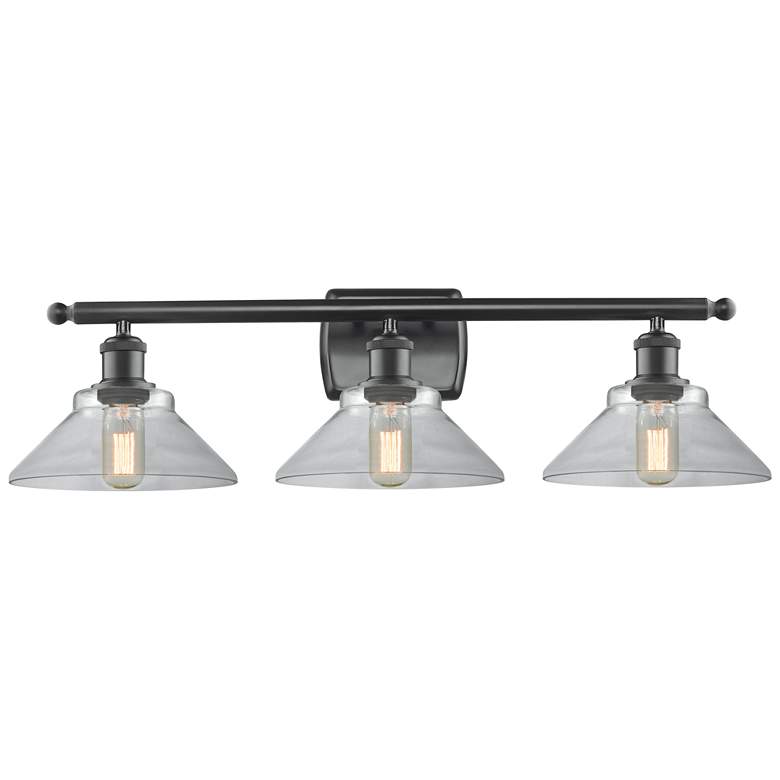 Image 1 Orwell 26" Wide 3 Light Matte Black Bath Vanity Light w/ Clear Shade