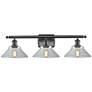 Orwell 26" Wide 3 Light Matte Black Bath Vanity Light w/ Clear Shade